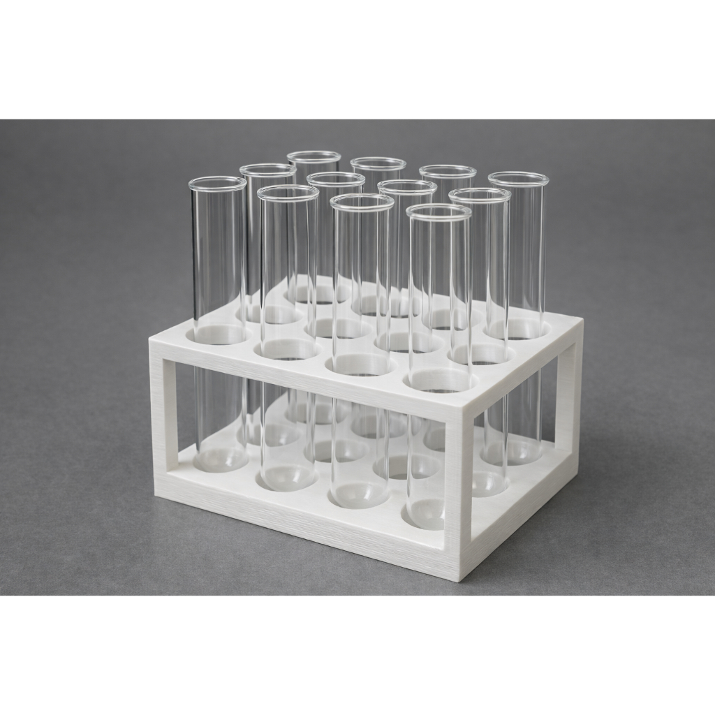 Suporte P/ 12 Tubos de Ensaio ou Marcadores 18mm para Laboratório |Organizador de Bancada| Química|