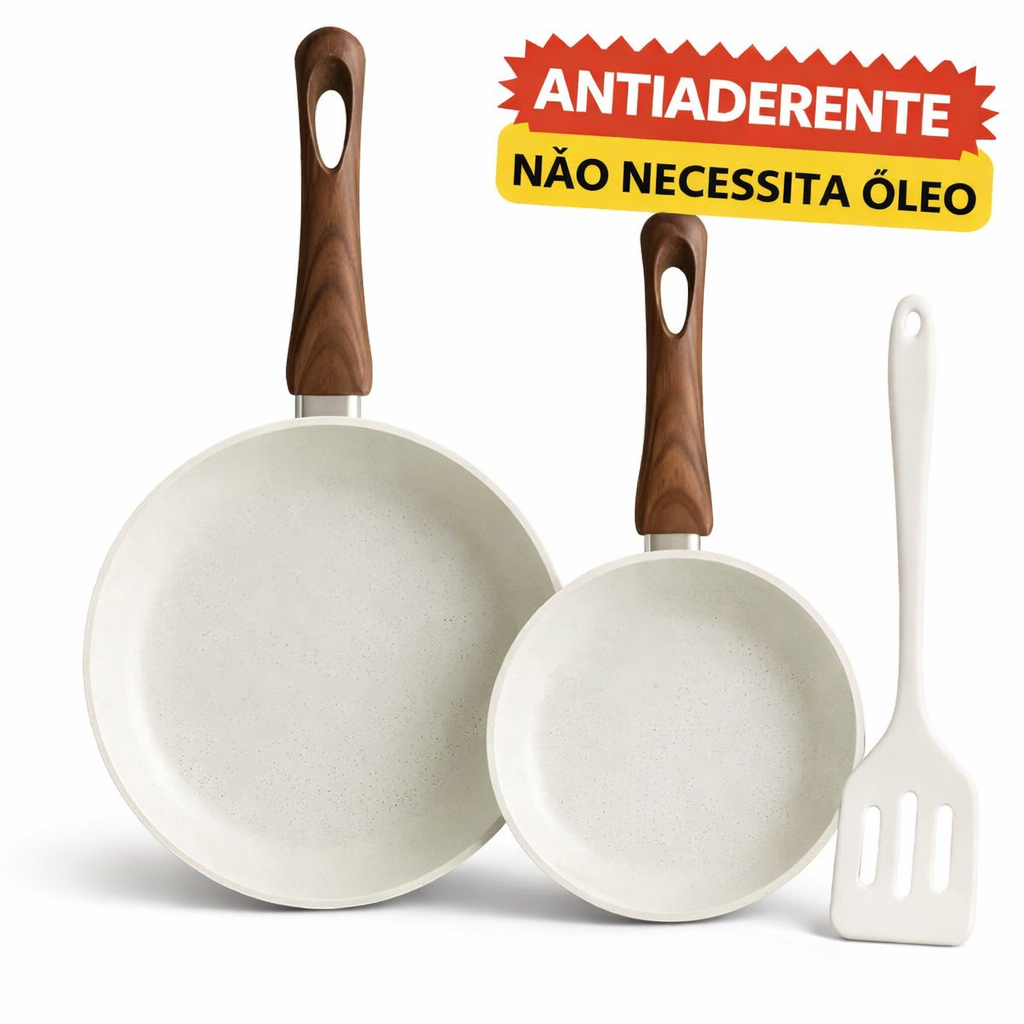 Frigideiras Antiaderente Cerâmica Fogão Espatula Creme Profissional