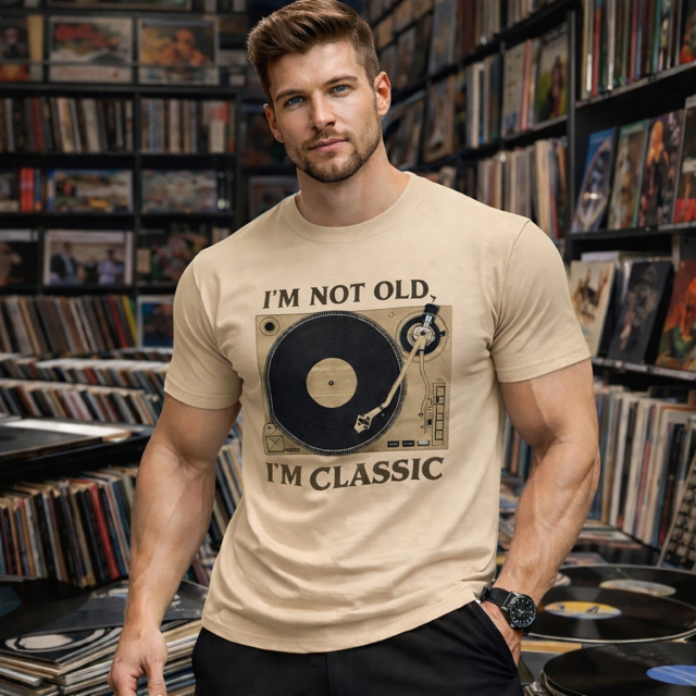 CAMISETA MASCULINA ALGODÃO CAMISA RETRÔ VINIL CASUAL GOLA REDONDA CAIMENTO PERFEITO LEVE CONFORTÁVEL