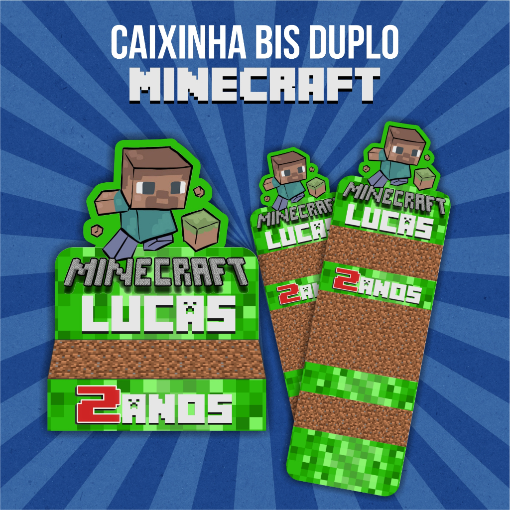 Caixinha Bis Duplo MINECRAFT menino menina festa aniversário infantil lembrancinha personalizada qualquer tema