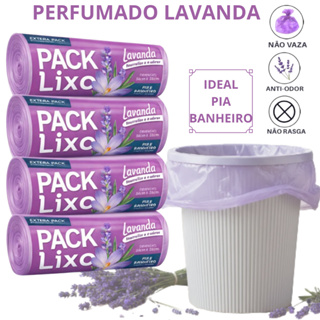 Saco de Lixo Perfumado Lavanda Kit com  40/80/120 Sacos Para Pia e Banheiro Neutraliza Odores Econômico Resistente em Oferta na Shopee