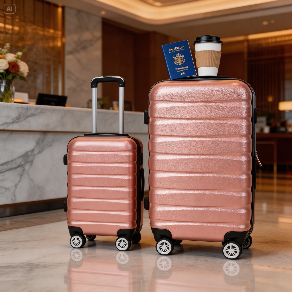 Jogo 2 Malas De Viagem Rígida Fibra Rodinha Mala De Bordo P e M Padrão Cadeado Antifurto Resistente