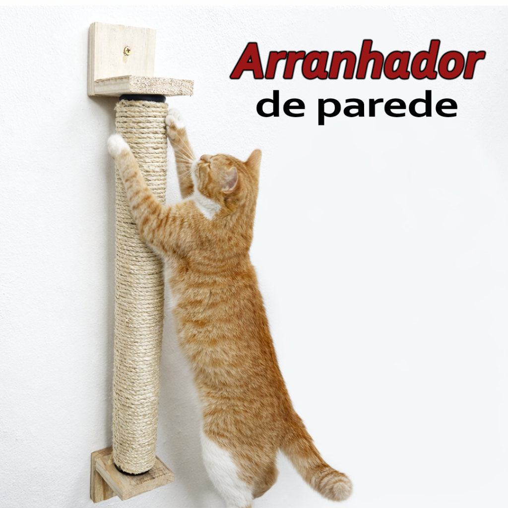 Arranhador de Parede para Gatos - Grande 67cm Sisal Natural Instalação Com ou Sem Furo