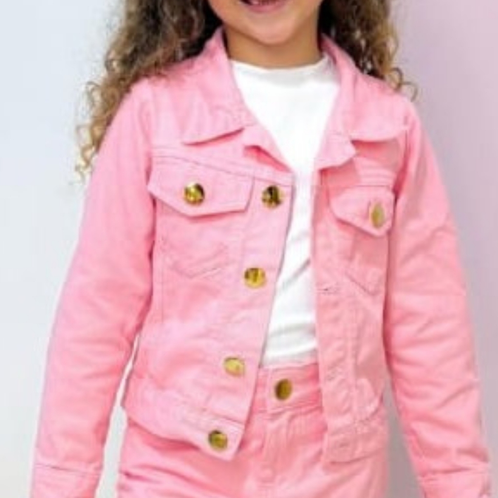Jaqueta Jeans Infantil Rosa Moda Fashion Criança Menina Inverno Juvenil Feminino