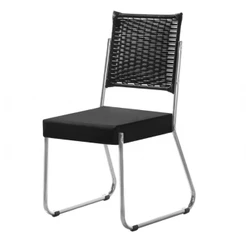 Cadeira de Jantar Claudia com Assento Estofado e Revestimento Suede Aço Nobre