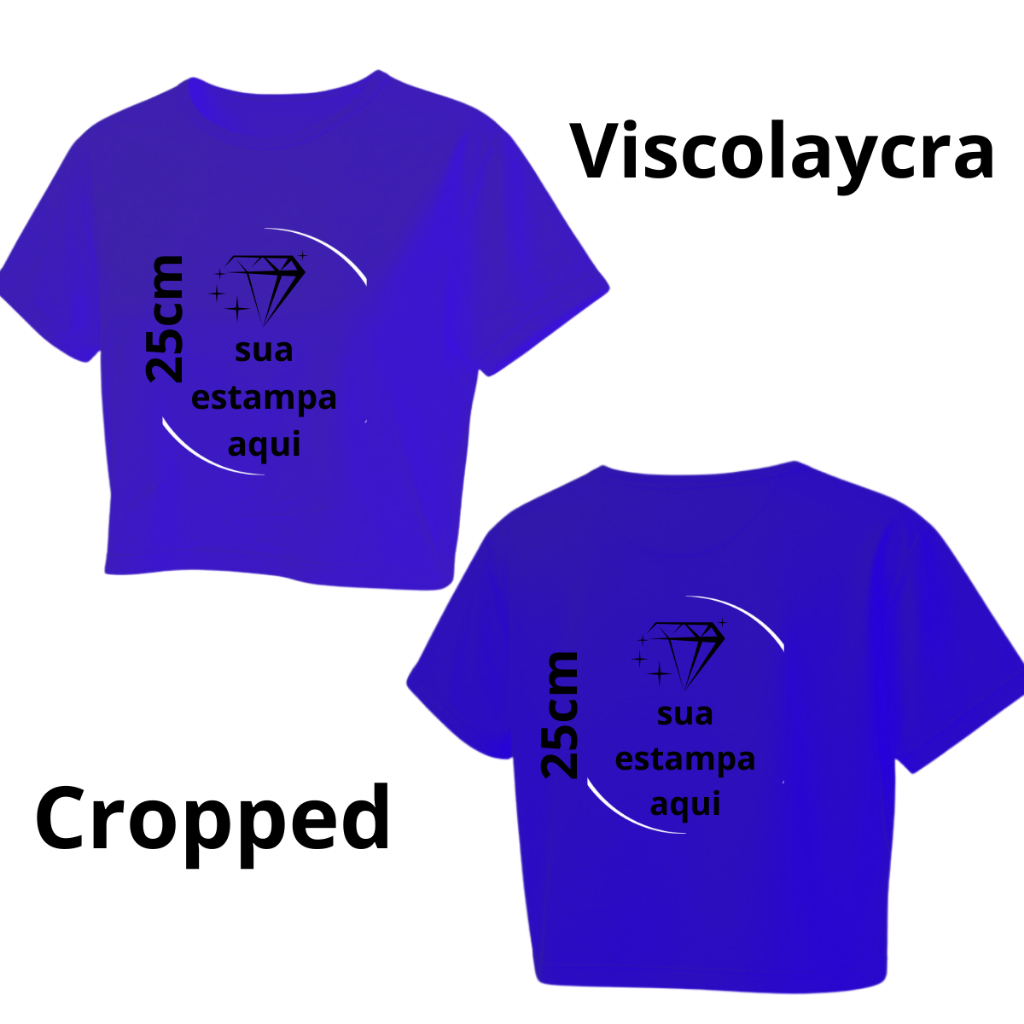 Cropped Feminino Viscolaycra Básico | Personalize com Seu Logo, Crie sua estampa – Manga Curta