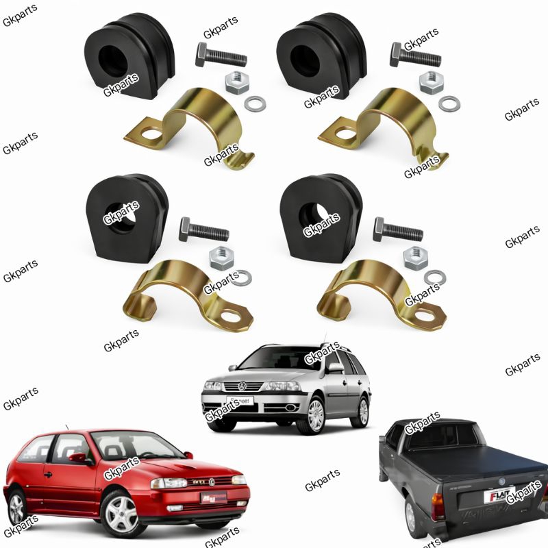 Kit 04 Buchas da Barra Estabilizadora Reparo Dianteira Interno Externo Gol G1 G2 G3 G4 80/Parati 81/Saveiro 82/Voyage81