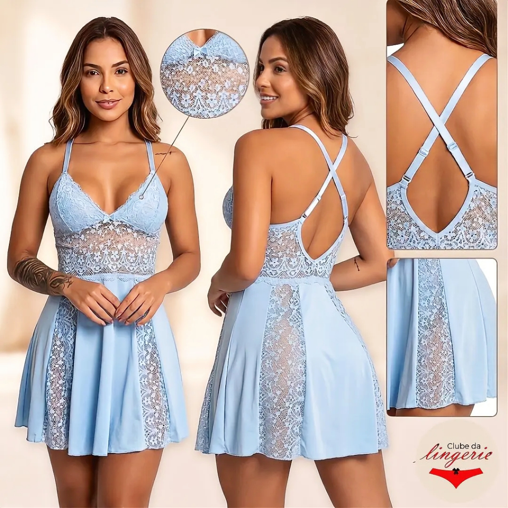 Camisola Sexy Feminina P ao 54 Renda Microfibra Sem Bojo Sensual Cruzado Nas Costas Ref Bonita em Oferta na Shopee