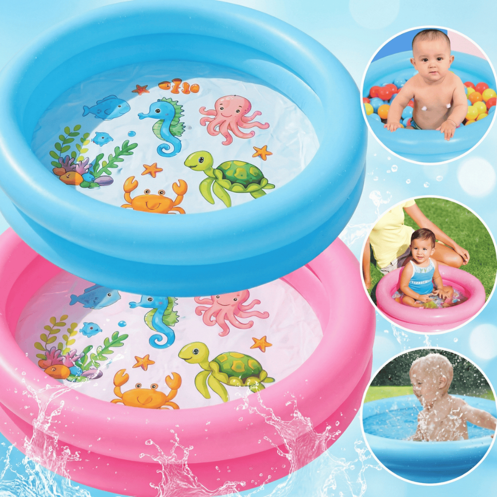 Mini Piscina Banheira Infantil 60cm Fundo Do Mar/ Princesa/ Tubarão Menino Menina Inflável e Resistente