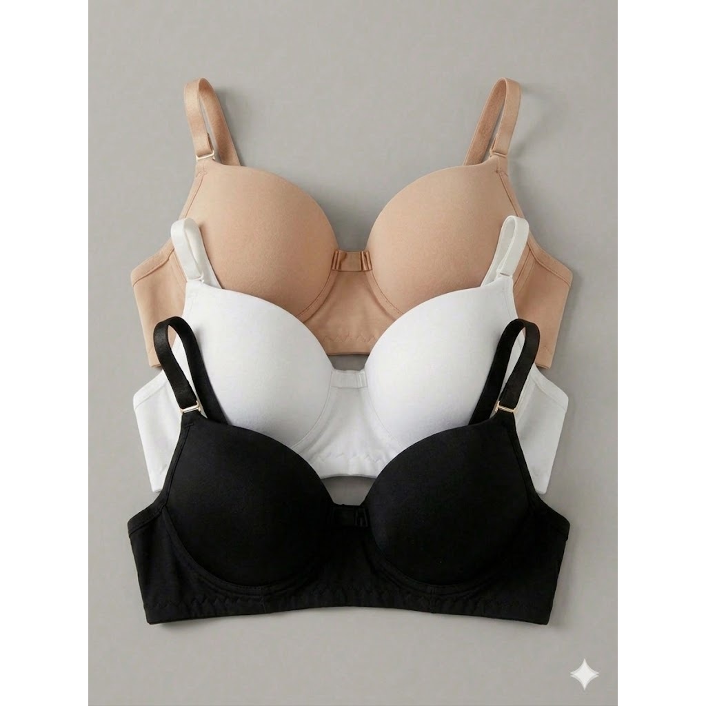 Sutiã Feminino Básico Bojo Reforçado Lingerie Confortável, Sustentação, Alças Reguláveis Ou 01 Meia