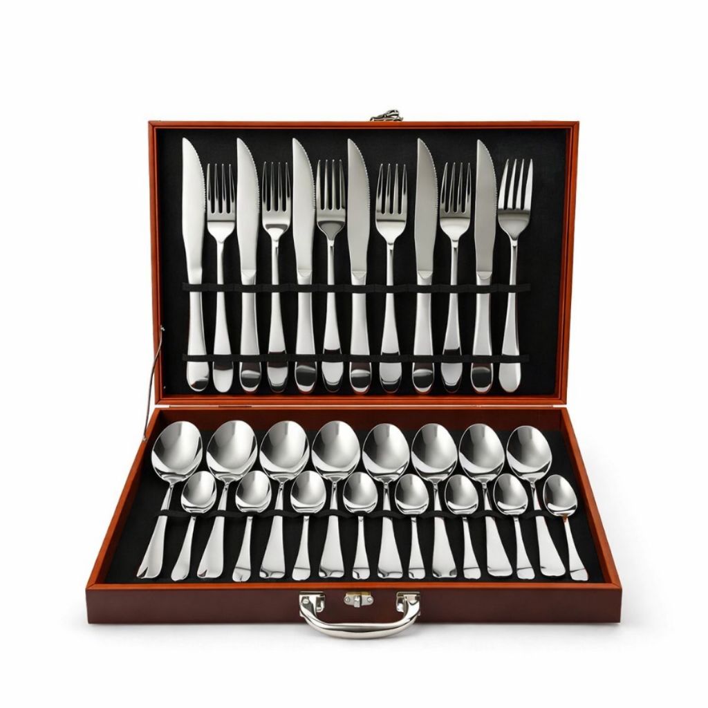 Faqueiro 24 Peças Inox Com Maleta Jogo De Talheres Mesa Cozinha