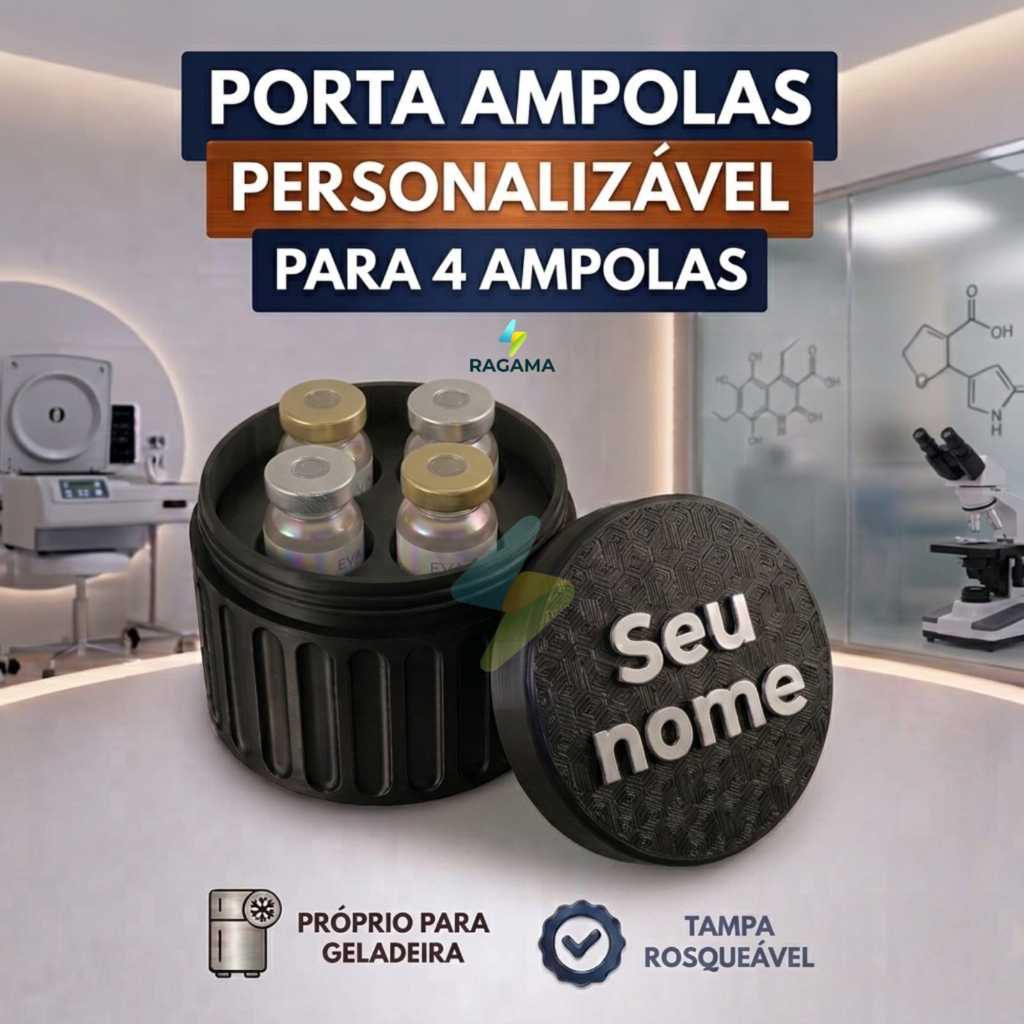 Porta 4 Ampolas 3ml | Estojo Organizador para 4 Ampolas | Personalizável em Oferta na Shopee