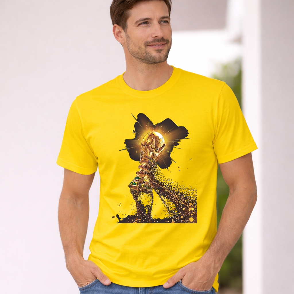 Camiseta Brasil Algodão Confortável Estilo Brasileiro Copa do Brasil Futebol Taça