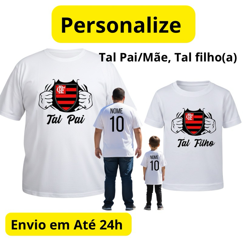 Camiseta Básica Personalizada Plus Size Algodao, coloque seu Time, Nome e Número em Oferta na Shopee