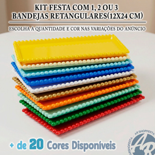 Kit Festa 1, 2 ou 3 Bandejas Retangular Baby Docinhos Festa Acrílico 24x12cm Várias Cores em Oferta na Shopee