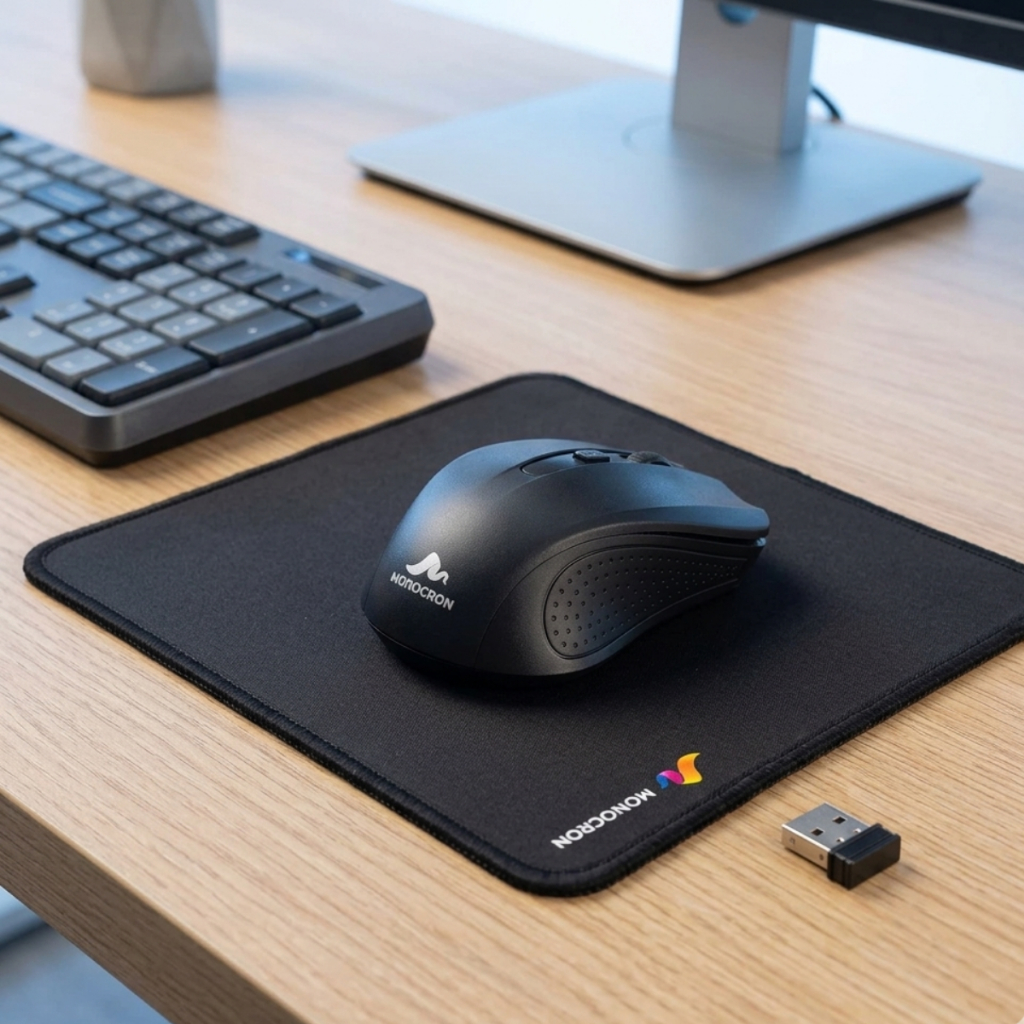 Kit mouse preto sem fio e mousepad 4 botões conexão via USB 10 metros Premium novo qualidade bom