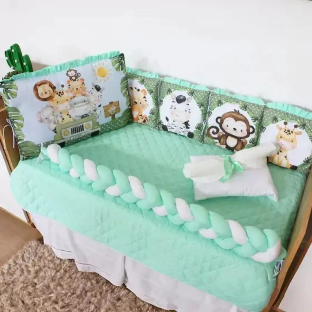 KIT BERÇO PADRAO AMERICANO 13 PEÇAS COM ALMOFADINHAS MENINO MENINA ENXOVAL COMPLETO PARA BEBÊ