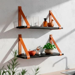 Kit 2 Prateleira de Madeira Prateleira Suspensa Com Alça Para Cozinha Prateleira Decorativa