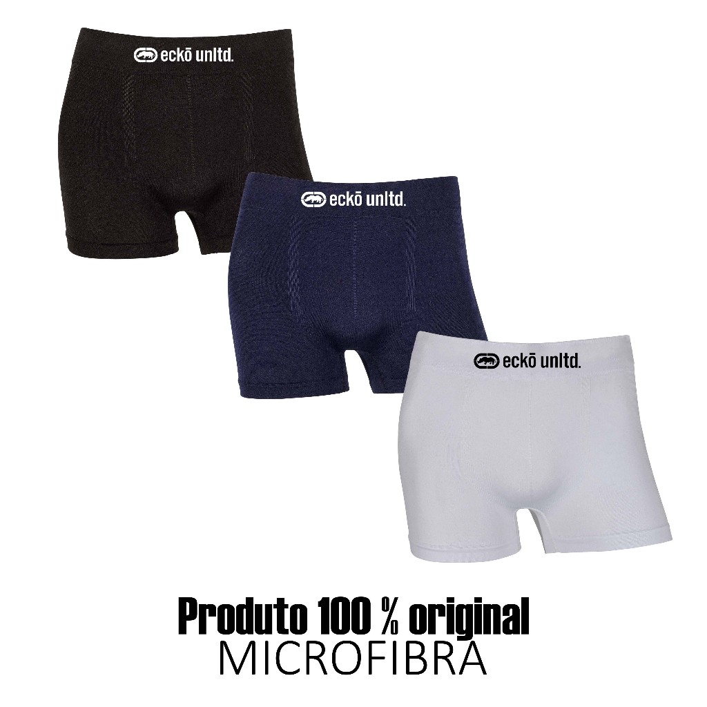 Kit 3 cuecas boxer Ecko Sem Costura em Microfibra