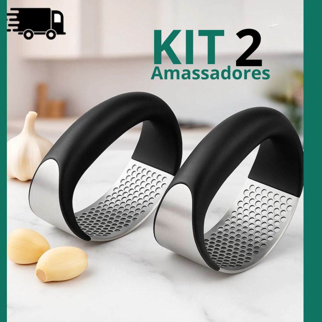 Kit 2 Triturador de Alho Inox Manual Amassador Cozinha Profissional