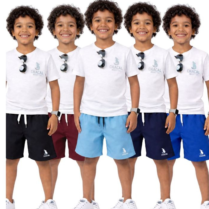 Kit 5 Short Infantil Masculino Tactel com Elastano Tamanhos 4 6 8 Anos