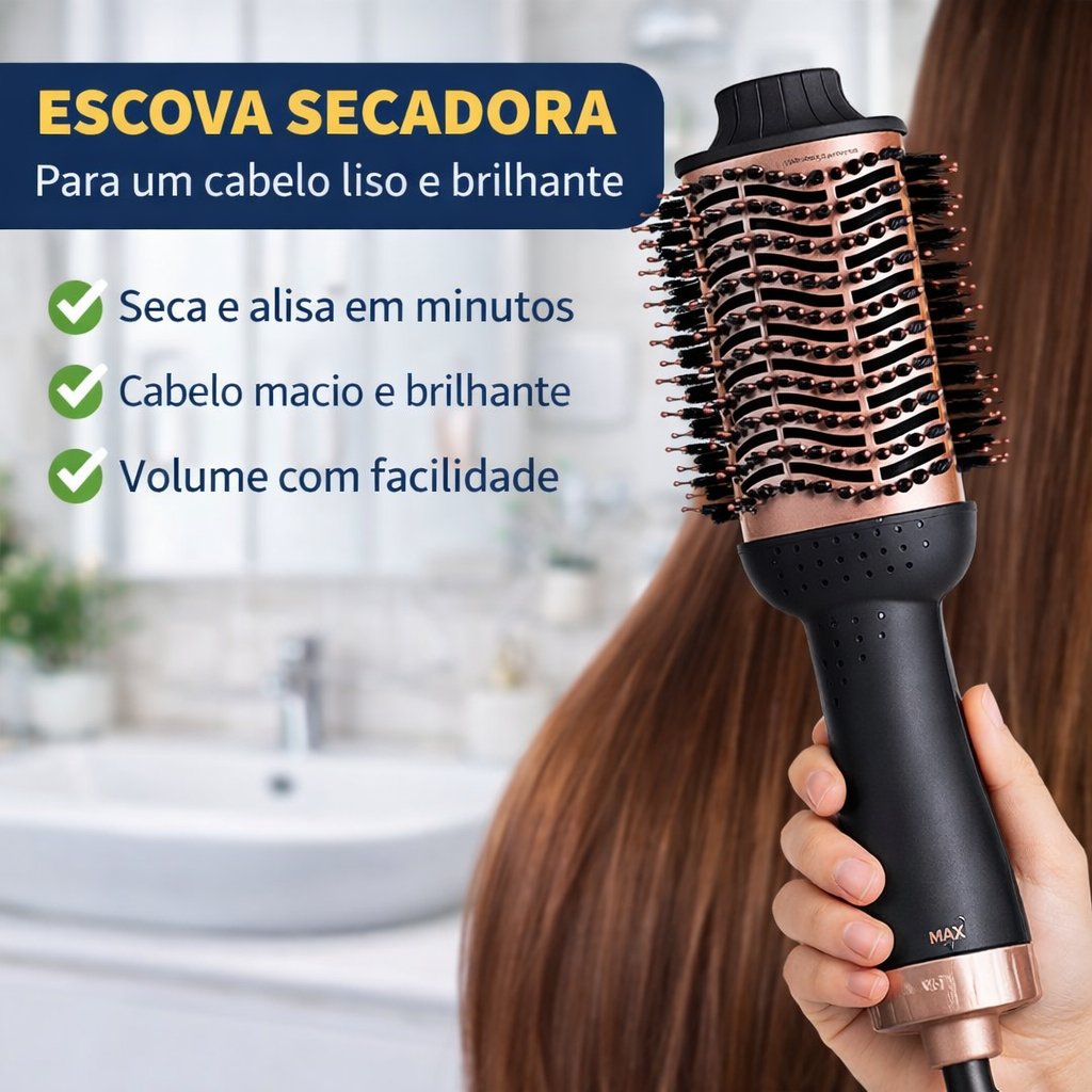 Escova Secadora Cabelo Profissional Bivolt 1300w Modelador Alisador Rápido