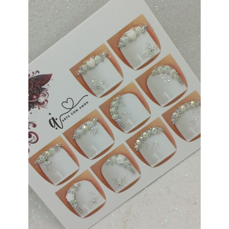 Cartela de pingentes 10 joias para unhas dos pés = 05 pares — imagem 2 de 2