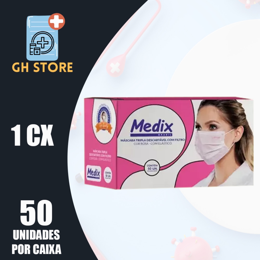 Máscara Descartável Tripla Camada C/elástico Caixa C/50 Pçs Rosa em Oferta na Shopee