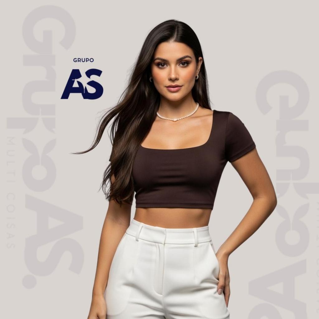 Kit 1 Baby Cropped - Moderna Moda Feminina Tecido Suplex Dia a Dia Tendência Blogueirinha — imagem 2 de 2