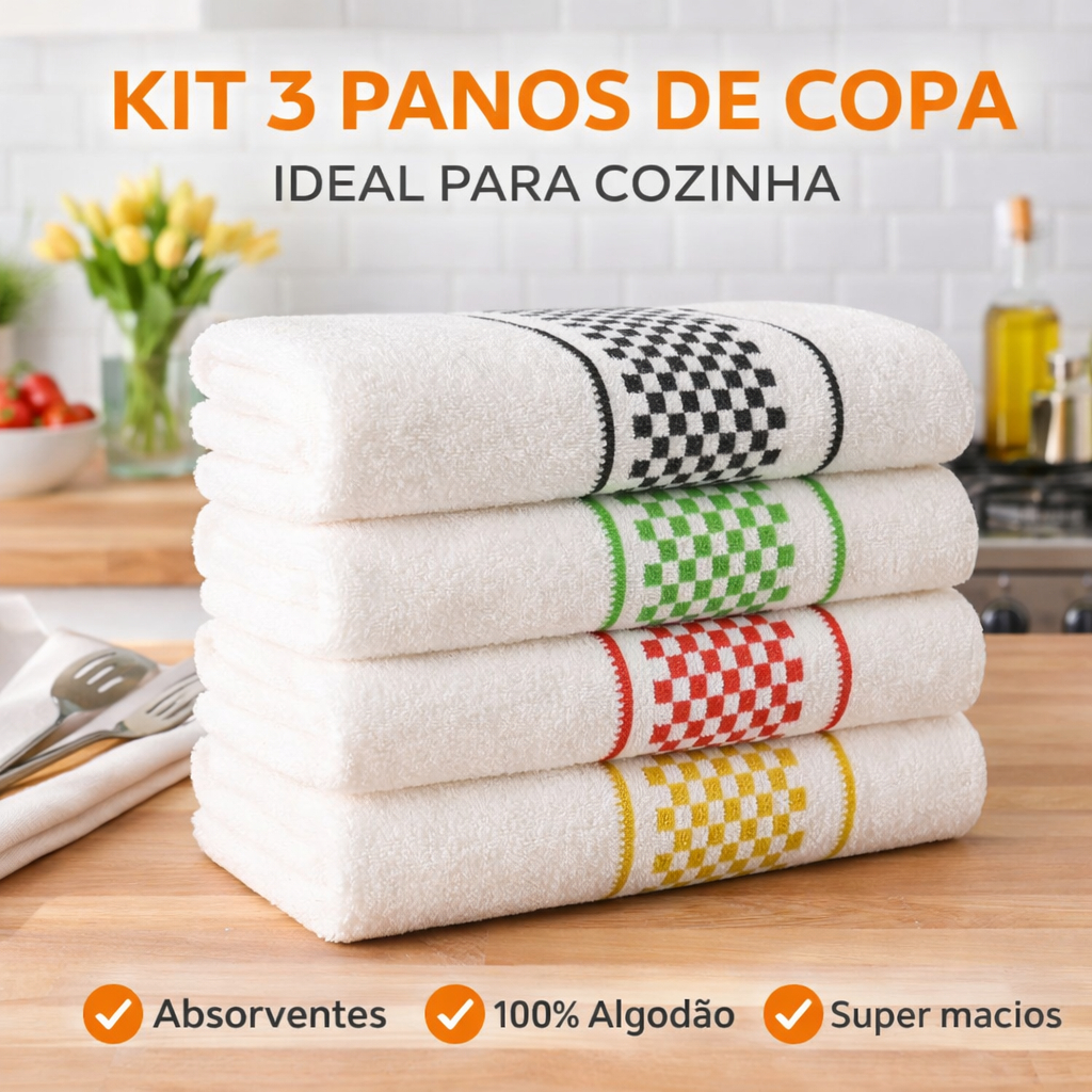 Kit 3 Panos de Prato Atoalhados 40×65 – Jacquard Luxo Cozinha Copa por R$ 23,59