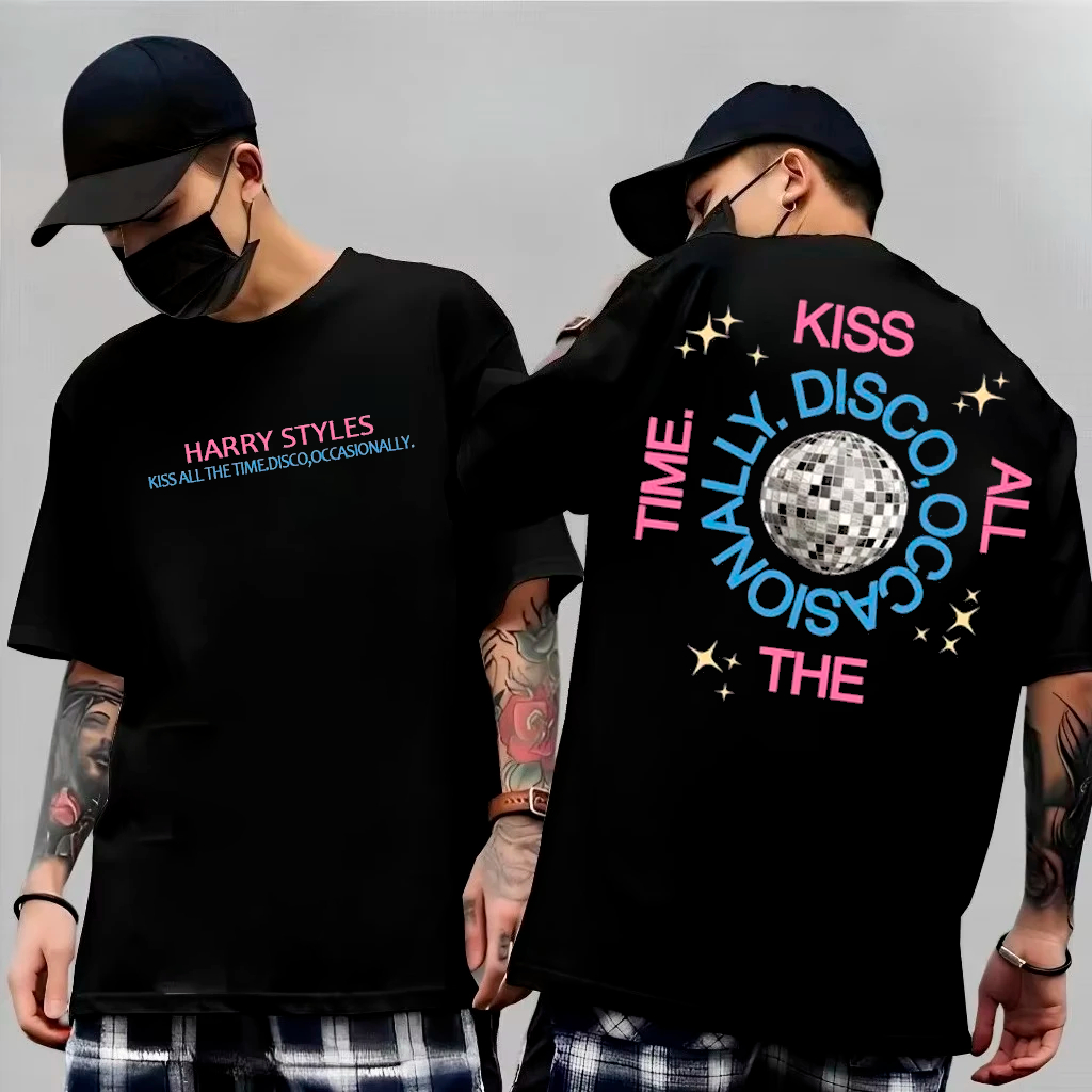 Camiseta Basica e OVERSIZED Harry Styles Kiss All the Time Disco Occasionally Together World Tour