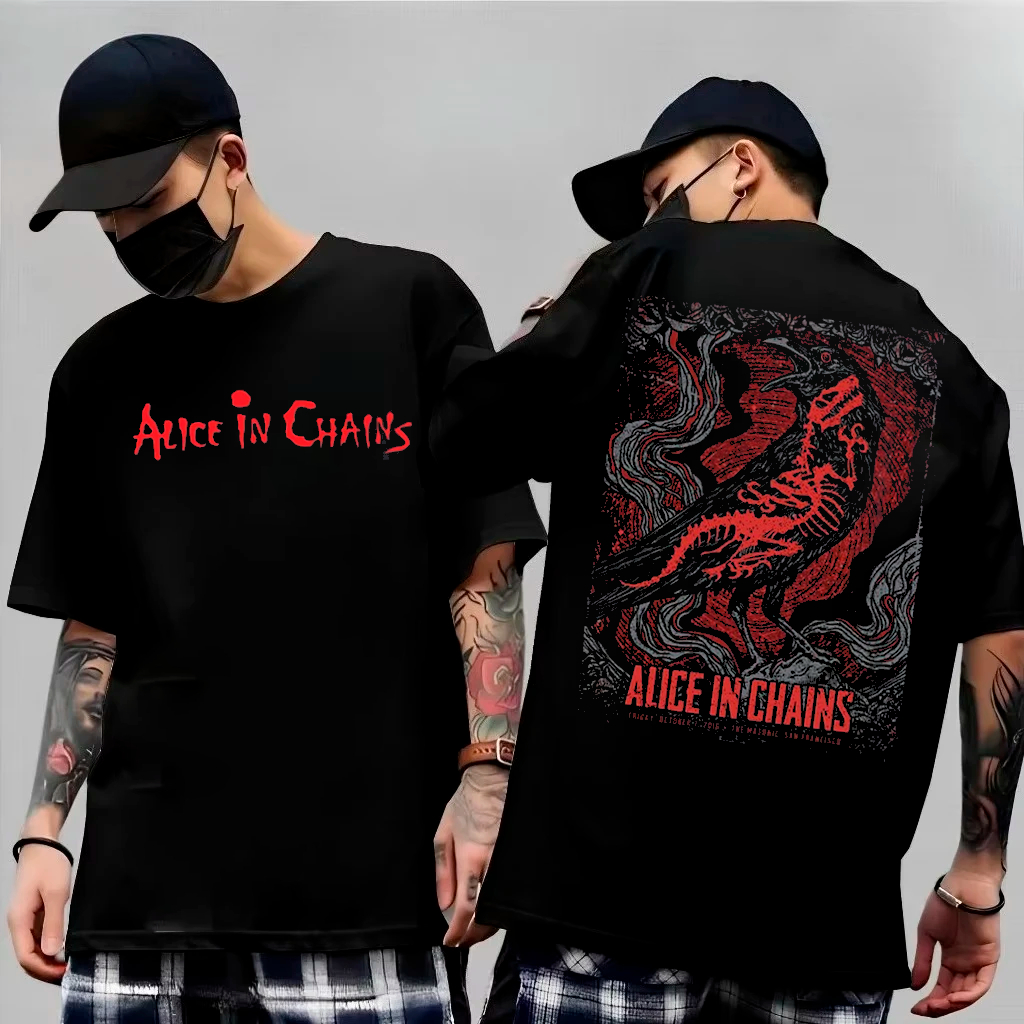 Camiseta Basica e OVERSIZED Alice In Chains Jar of Flies Man In the Box World Tour Graphic Unissex