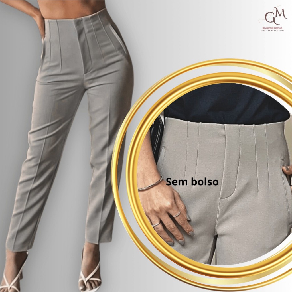 Alfaiataria Calça Skinny Social Têndencia Blogueira Confortável P ao G1 Moda Feminina Cintura Alta