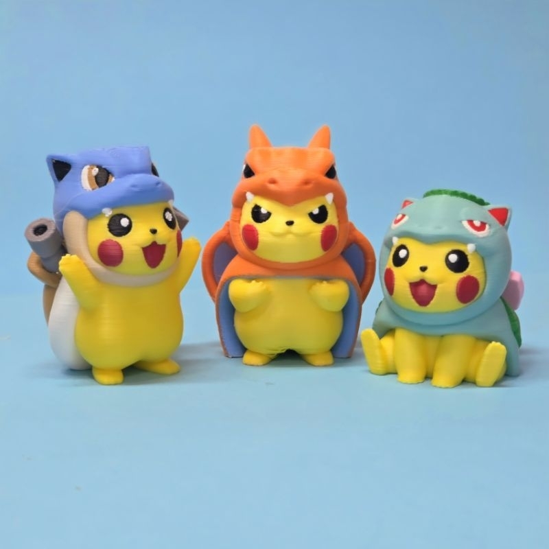 Pikachu cosplay Charizard Venusaur Blastoise Pokémon 3D Boneco Miniatura Figure Impressão 3D Colecionavel Presentes