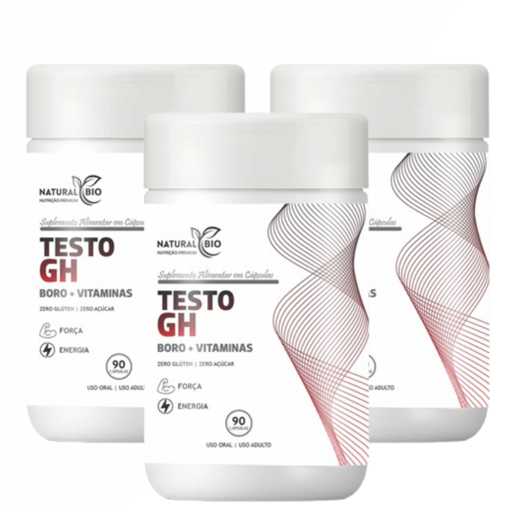 Kit 3 Potes Testo GH Alta Performance D3 B3 B6 B12 Cálcio Magnésio Zinco Boro Ácido Málico Original
