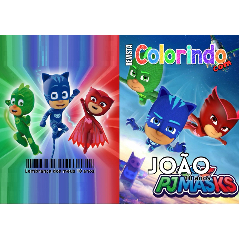 30 LIVROS DE COLORIR PJ MASKs - PERSONALIZADO COM NOME - LEMBRANCINHA PERSONALIZADA PARA FESTA TEMA