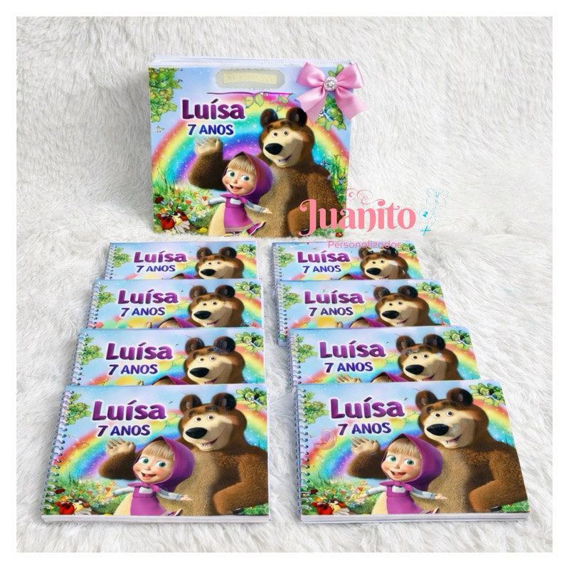 Kit sacolinha + livrinho de colorir Masha e o Urso - pegue e monte - qualquer tema