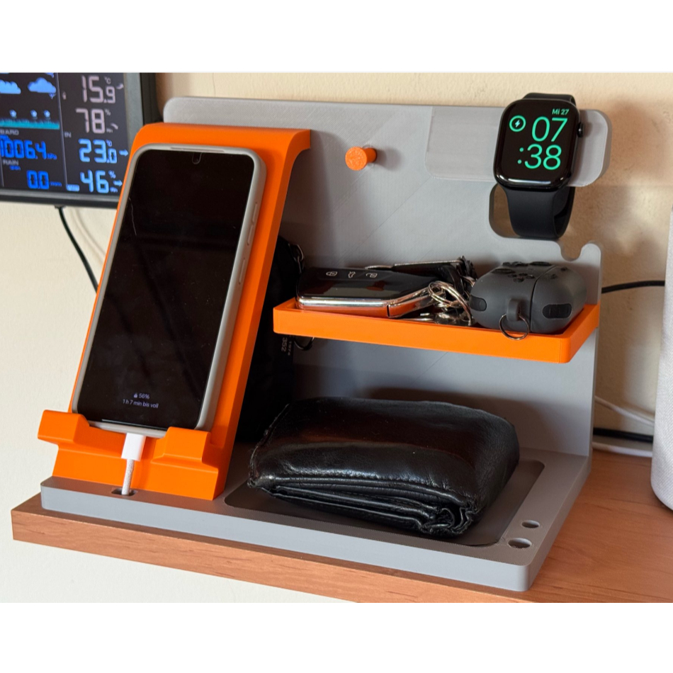 Organizador de Cabeceira Multifuncional Dock Station | Suporte Celular, Relógio, Óculos e Chaves