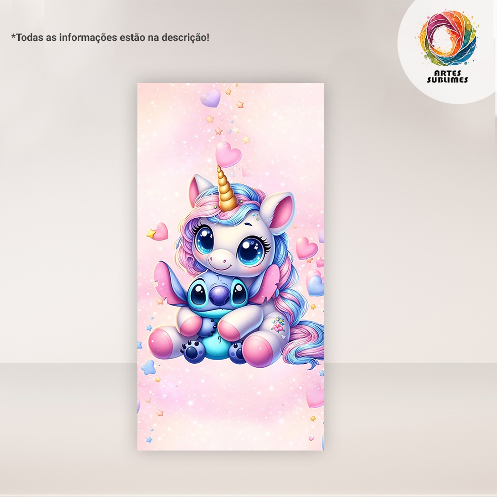 Capa de Painel Vertical Alien Azul Unicórnio Retangular c/overloque e Romano c/ elástico FACE ÚNICA