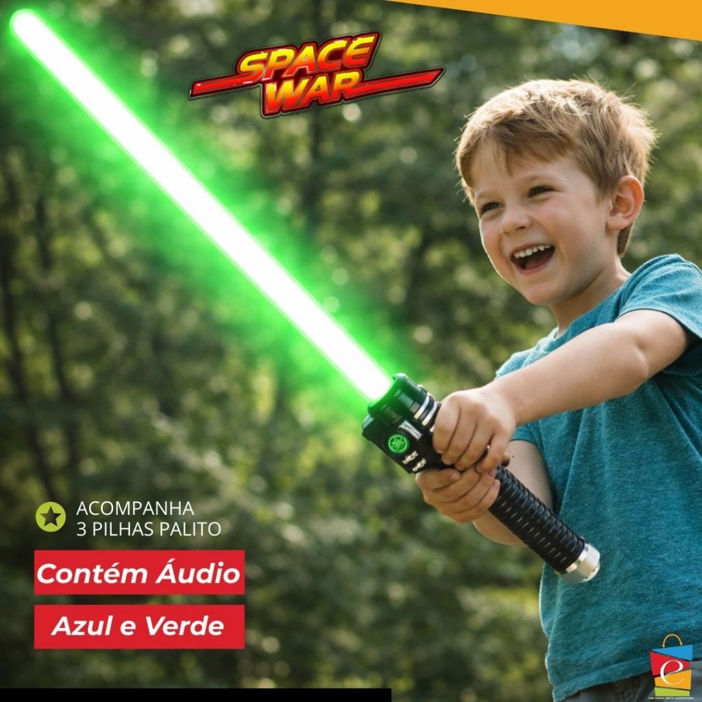 Espada Sabre De Luz Star Wars Com Luz LED Forte E Som Space War infantil