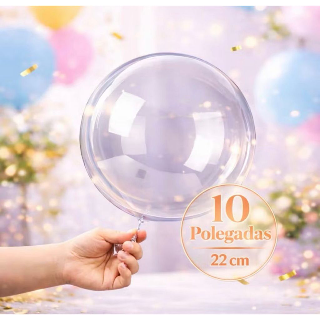 Balão Bubble 10” Cristal Transparente 25 cm – 5 a 50 Unidades