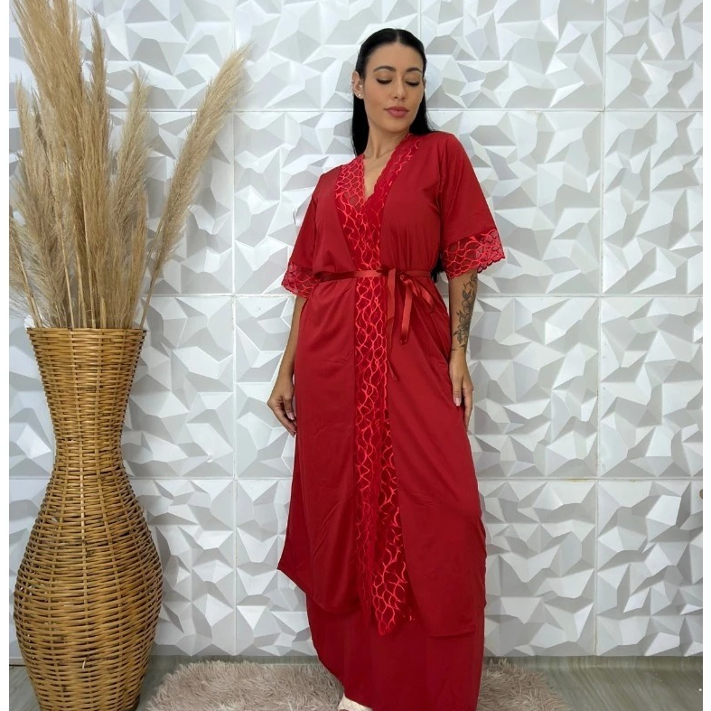 Robe Longo Feminino Luxo | Robe de Cetim Lingerie Elegante Moda Noite