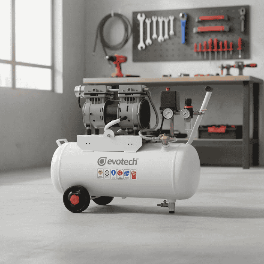 Compressor Odontológico Isento de Óleo 28 Litros 1HP 127V Evotech