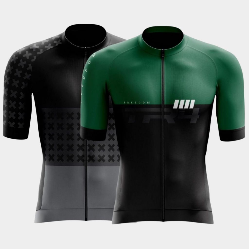 Kit 2 Camisas Blusas Ciclismo Masculino Ziper Total Premium Proteção Solar UV Bike Pedal Mtb