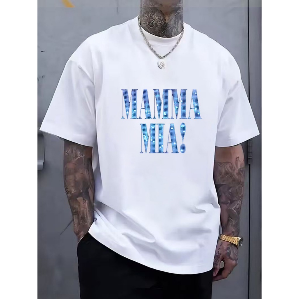 Camiseta Masculina com Estampa Disco "Mamma Mia" - Estilo Vintage Anos 70 para Uso Casual e Eventos Temáticos