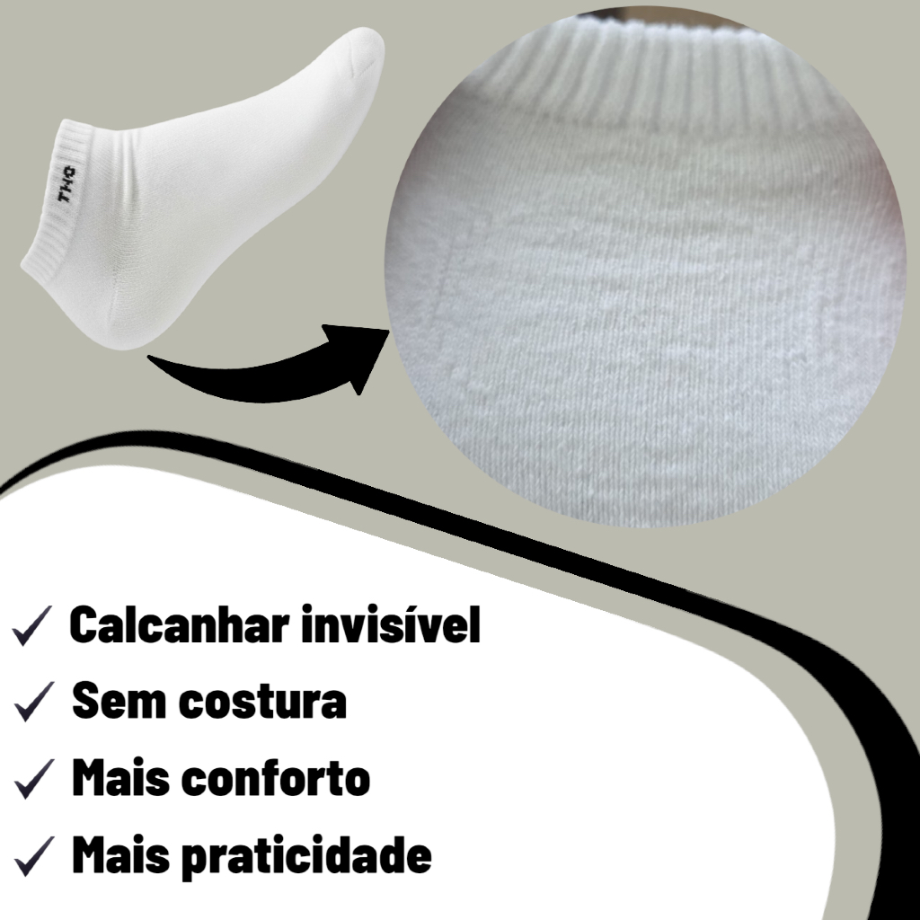 Kit 12 Pares de Meia Algodão Lisa Cano Curto Casual 39-43 — imagem 2 de 2