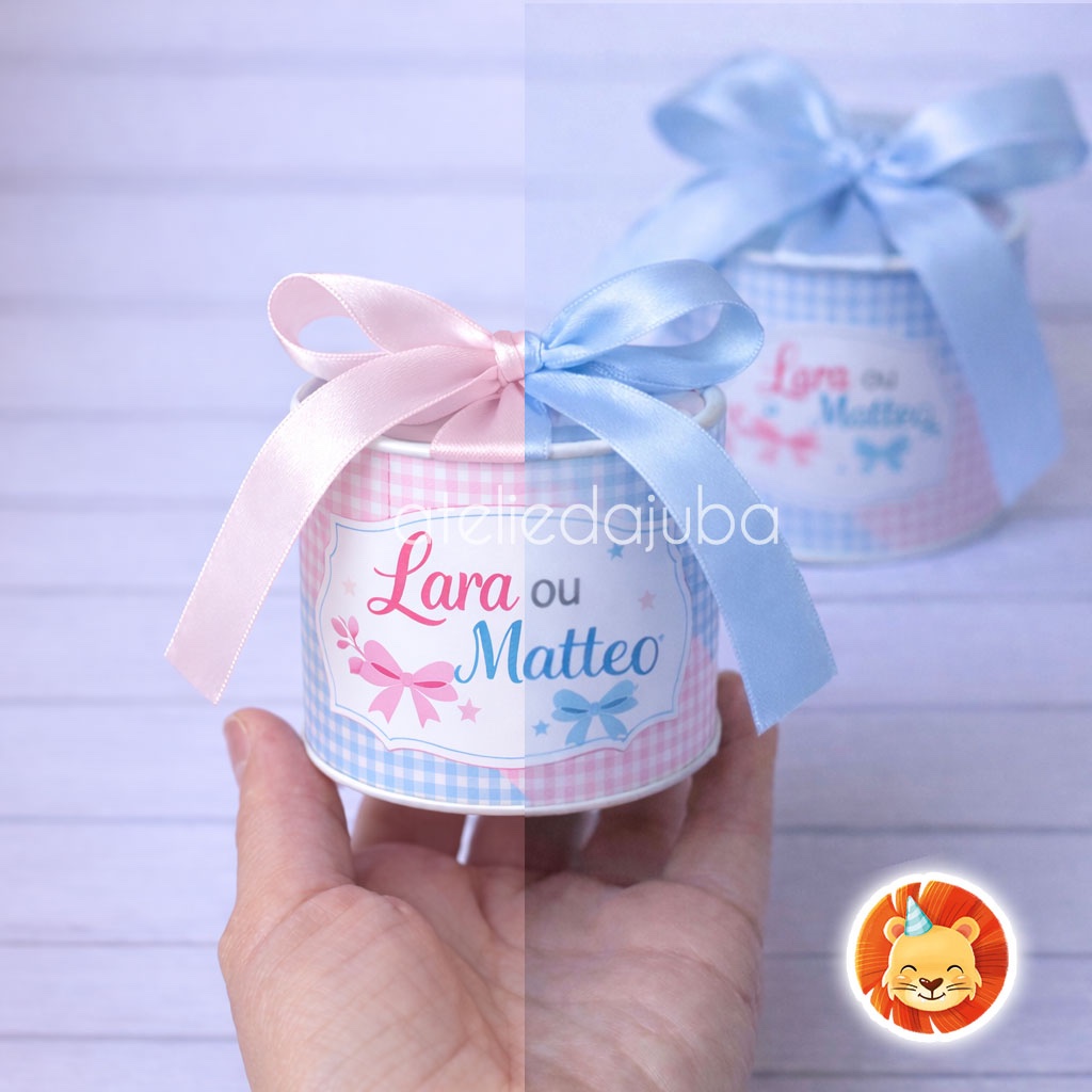 KIT MINI Tubolata Chá Revelação Unissex Todos os Temas Personalizada 5x6 cm