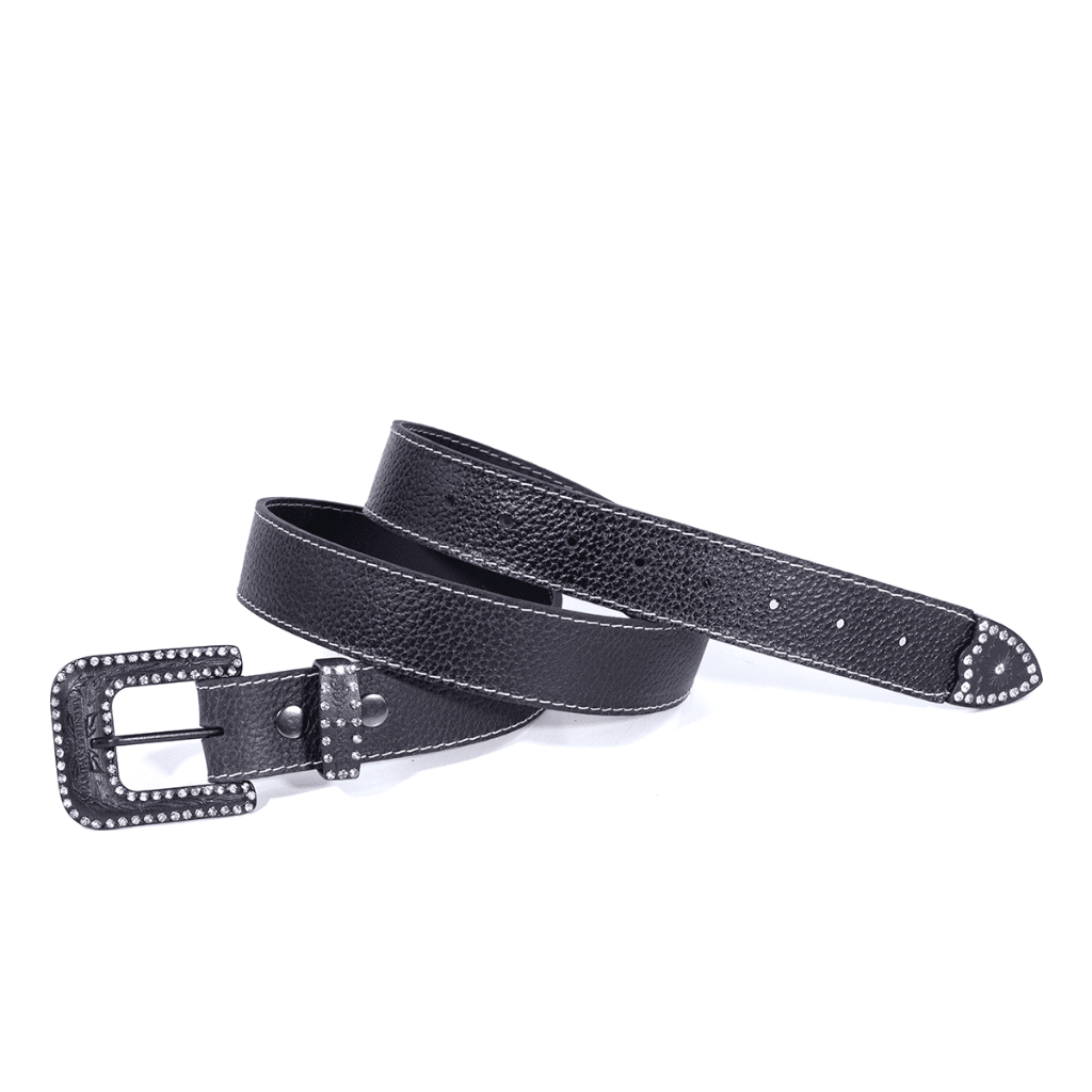 Cinto Country Rústico Feminino Ponteira Strass Couro Legítimo Rodeio Unissex