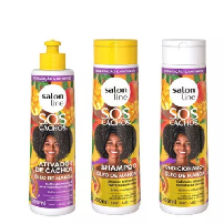 Kit Shampoo, Condicionador e Ativador de Cachos Óleo de Manga Salon Line
