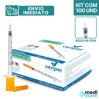 Kit com 100 - Seringa de Insulina Botox 0,3ml 6x0,25 30UI com Agulha Fixa - Envio Imediato em Oferta na Shopee